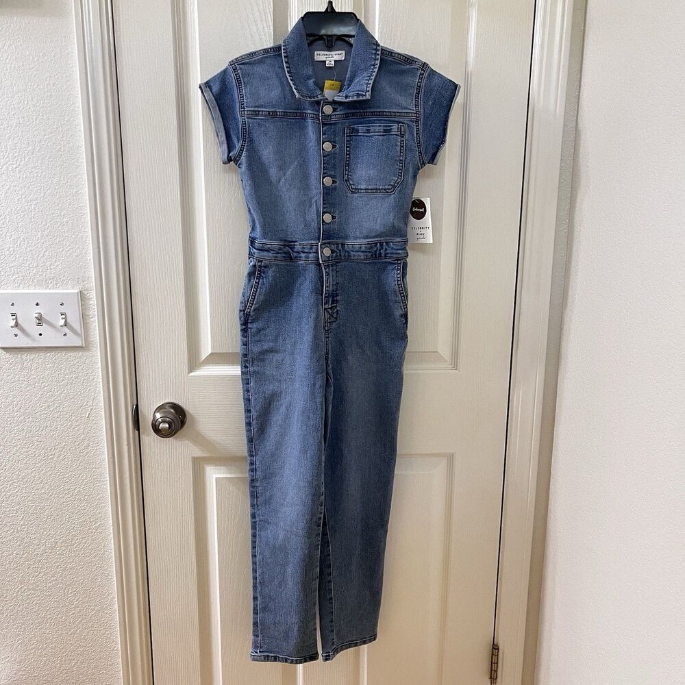 Celebrity Pink Girls Jordan Utility Denim Jumpsuit Boilersuit Size Medium NWT
